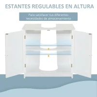 HOMCOM Mueble bajo Lavabo, Mueble de Baño con 2 Puertas y Estante Ajustable, Armario de Baño para Lavabo con o sin Pedestal, Estilo Moderno, 60x30x60 cm Blanco(m-6)