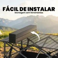 Outsunny Mesa Dobrável de Campismo 93x55x68 cm com Rede de Armazenamento Tampo Enrolável em Alumínio Saco de Transporte Preto(m-7)