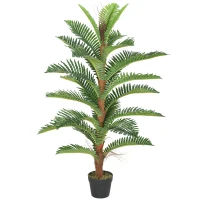 HOMCOM Künstliche Palme Palme 120 cm mit 24 Blättern aus PEVA, dekorative Pflanze mit Kunststofftopf, grün(m-1)
