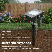 Outsunny 32W LED Floodlights, Linkable 4-Pack Landscape Lighting with Remote Control, RGB Colour Changing, UK Plug, Black(m-9)