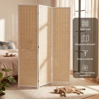 HOMCOM Paravent en bois séparateur de pièce closion de séparation pliable 3 panneaux 135 x 180 cm blanc(m-4)