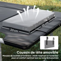 Outsunny Lit de camping pliable lit de camp pour adultes portable avec oreiller amovible rembourrage mousse 183 x 66 x 33 cm noir(m-7)