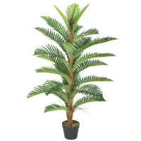 HOMCOM Künstliche Palme Palme 120 cm mit 24 Blättern aus PEVA, dekorative Pflanze mit Kunststofftopf, grün(m-7)