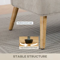 HOMCOM Dwuosobowa sofa, mała sofa z tkaniny chenille z oparciem skrzydłowym, grubym siedziskiem i nogami z drewna kauczukowego, beżowa(m-6)