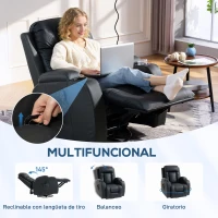 HOMCOM Sillón de Masaje Giratorio Sillón Relax Reclinable con 8 Puntos de Masaje Función de Calefacción 82x99x103 cm Negro(m-5)