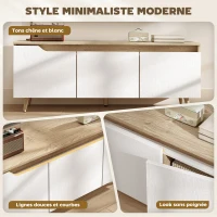 HOMCOM Meuble TV 120 cm, meuble télé pour téléviseur jusqu'à 55 pouces avec 3 portes, étagère réglable, chêne et blanc(m-4)