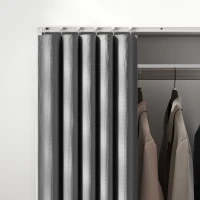 HOMCOM Armoire penderie armoire de rangement mobile avec rideau, tringle de suspension, 60 x 40 x 128 cm, blanc(m-9)