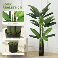 HOMCOM Albero di Banano Artificiale Pianta Finta con 18 Foglie, 180 cm, Verde(m-4)