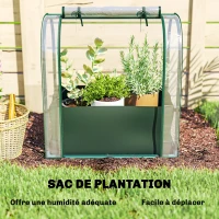 Outsunny Mini Serre avec Sac de Plantation, Serre Portable avec porte enroulable, 68 x 50 x 70 cm, Vert Foncé(m-4)