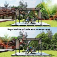 Outsunny Copertura per Gazebo Pergola 3x3 m in Poliestere con Tasche e Cinghie, 488x122 cm, Cachi(m-7)