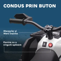 HOMCOM Quad Electric pentru Copii 12V cu Faruri și Conector USB pentru Muzică Alb(m-7)