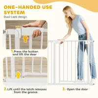 PawHut Bramka Ochronna Bez Wiercenia z Automatycznym Zamykaniem dla Dzieci i Zwierząt 76–89 x 76 cm, Biała(m-6)