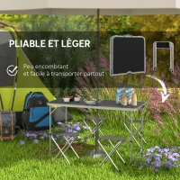 Outsunny Ensemble table et chaise de camping, Table de Camping avec 4 chaises Pliantes, 120x60x55-70cm Gris foncé(m-7)