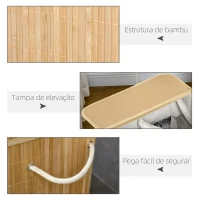 HOMCOM Cesto de Roupa Suja 90L em Bambu com 2 Compartimentos Alças e Bolsa Interna Removível 54,2x35,2x59,5 cm Madeira(m-7)