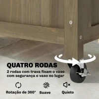 Outsunny Floreira de Madeira com Grade Metálica e Rodas para Plantas Trepadeiras Vaso Elevado 72x36x168 cm Carbonizado(m-5)
