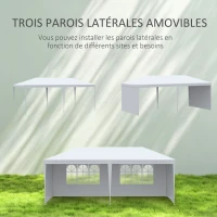 Outsunny Tonnelle de jardin, tente de réception avec Fenêtres et parois latérales amovibles, pour fêtes et mariages, 6 x 3 m blanc(m-6)