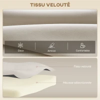 HOMCOM Canapé convertible 2 places avec dossier réglable à 5 niveaux et 2 coussins rembourrés, revêtement effet velours, beige(m-6)