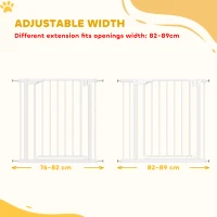 PawHut Bramka Ochronna Bez Wiercenia z Automatycznym Zamykaniem dla Dzieci i Zwierząt 76–89 x 76 cm, Biała(m-4)