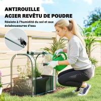 Outsunny Mini Serre avec Sac de Plantation, Serre Portable avec porte enroulable, 68 x 50 x 70 cm, Vert Foncé(m-6)