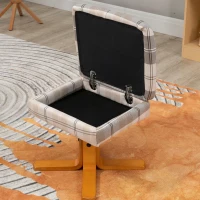 HOMCOM Linen Swivel Recliner Chair with Footstool, Wooden Base and Storage for Living Room, Multicolour(m-12)