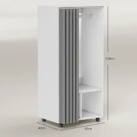 HOMCOM Armoire penderie armoire de rangement mobile avec rideau, tringle de suspension, 60 x 40 x 128 cm, blanc(m-3)