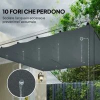 Outsunny Telo per Pergola Gazebo 3x3 m con Fori di Drenaggio in Poliestere Traspirante UV30+, 288x298 cm, Grigio(m-7)