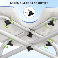 HOMCOM Tabouret de douche siège de douche hauteur ajustable 39-51,5 cm barre d'appui à ventouse patins à ventouse bleu foncé(m-6)