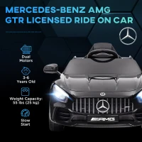 AIYAPLAY Mercedes-Benz AMG GTR Licensed 12V Kids Ride on Car, Battery Powered Kids Electric Car with Remote Control, Soft Start, LED Lights, Music Horn, 3 Speeds, for Ages 3-6 Years, Black(m-4)