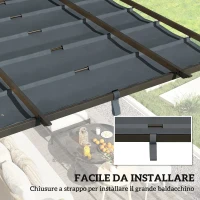 Outsunny Telo per Pergola Gazebo 3x3 m con Fori di Drenaggio in Poliestere Traspirante UV30+, 288x298 cm, Grigio(m-5)