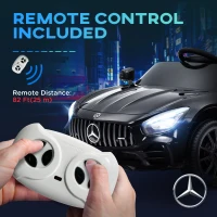 AIYAPLAY Mercedes-Benz AMG GTR Licensed 12V Kids Ride on Car, Battery Powered Kids Electric Car with Remote Control, Soft Start, LED Lights, Music Horn, 3 Speeds, for Ages 3-6 Years, Black(m-7)