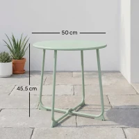 Outsunny Table basse extérieure pour 2 personnes, table de jardin ronde base en X avec structure métal, Ø 50 x 45,5 cm vert foncé(m-3)
