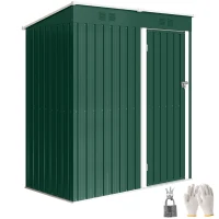 Outsunny Adăpost de Grădină Exterior 1,37 m² 163x90x179 cm cu Ușă cu Încuietoare și Fante de Ventilație Verde(m-7)