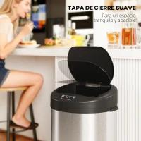 HOMCOM Cubo de Basura Cocina Automático 55 L de Acero Inoxidable con Sensor Infrarrojo Cierre Suave Antihuellas Plateado(m-7)