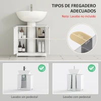 HOMCOM Mueble bajo Lavabo, Mueble de Baño con 2 Puertas y Estante Ajustable, Armario de Baño para Lavabo con o sin Pedestal, Estilo Moderno, 60x30x60 cm Blanco(m-4)