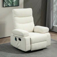HOMCOM Fauteuil de massage fauteuil relax électrique avec fonction inclinable vibration chauffage, télécommande inclus, crème(m-10)
