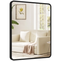 HOMCOM Miroir mural rectangulaire 50 x 40 cm, miroir décoratif moderne avec cadre en métal pour salon, entrée, couloir, noir