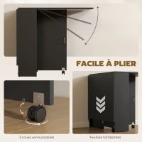 HOMCOM Table pliante de cuisine salle à manger amovible sur roulettes 75 x 140 x 74 cm coloris noir(m-6)