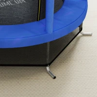 HOMCOM Trampolín elástico para niños 3-6 años con red de protección, 6 columnas y 3 entradas, Ø140x190 cm, azul y negro(m-4)