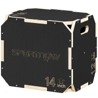 SPORTNOW Cajón Pliométrico de Madera 3 en 1 con 3 Alturas Diferentes Asas sin Esquinas Entrenamiento de Salto 41x36x31 cm Negro(m-11)