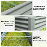 Outsunny 240 x 120cm Galvanised Steel Open Planter - Silver(m-7)