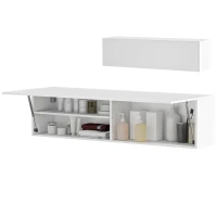 HOMCOM Mueble de Baño de Pared con Puerta Amortiguada, 2 Compartimentos y Estante Regulable, 120x23x30 cm, Blanco(m-7)