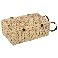 Outsunny Cesta de Picnic para 4 Personas con Área Refrigerada y Accesorios, en Mimbre, 54x34x20 cm, Color Madera