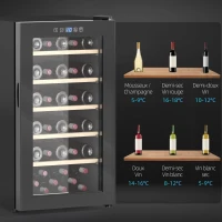 HOMCOM Cave à vin 41 bouteilles 91L réfrigérateur à vin silencieux avec porte en verre, éclairage LED, 45,1x53,8x79,8cm, noir(m-9)