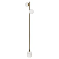 HOMCOM Lámpara de pie con 2 pantallas esféricas e interruptor de pedal, 35x35x165cm, Oro y Blanco(m-5)