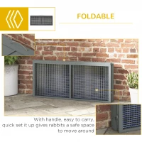 PawHut Wooden Folding Rabbit Hutch, for 2-3 Rabbits - Grey(m-6)