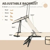 Outsunny 2 Piece Folding Sun Loungers with Canopy, Adjustable Recliner Garden Chairs with Side Pocket, Steel Frame and Breathable Mesh for Outdoor, Pool, Beach, Garden, Tan Brown(m-4)