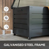 Outsunny 311L Galvanised Steel Garden Storage Box, with Lock - Dark Grey(m-5)