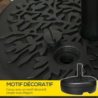 Outsunny Pied de parasol demi-round, socle parasol extérieur à remplir avec 18 kg d'eau / 21 kg de sable, 50 x 31 x 38 cm, noir(m-7)