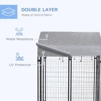 PawHut Outdoor Dog Kennel, Metal Playpen Fence Dog Run with UV-Resistant Canopy and Locks, for Small and Medium Dogs, 120 x 120 x 138cm(m-5)