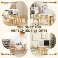 AIYAPLAY 5-teiliges Kindertisch- und Stuhlset, leichtes Massivholz, Bunt(m-7)